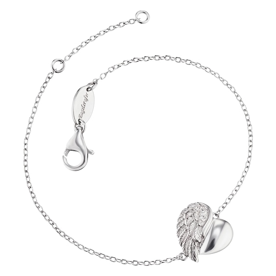 Angel Whisperer Sterling Silver Heart Wing Bracelet