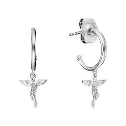 Angel Whisperer Sterling Silver Guardian Angel Hoop Earrings