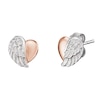 Thumbnail Image 0 of Angel Whisperer Silver & Rose Gold Heart Wing Stud Earrings