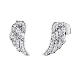 Angel Whisperer Cubic Zirconia Angel Wing Stud Earrings