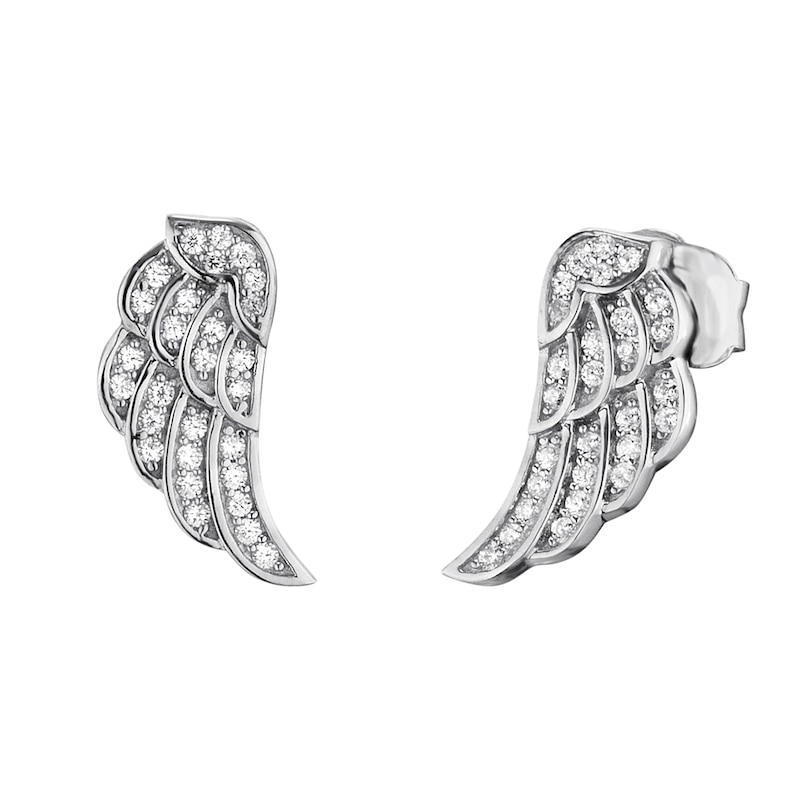 Angel Whisperer Cubic Zirconia Angel Wing Stud Earrings