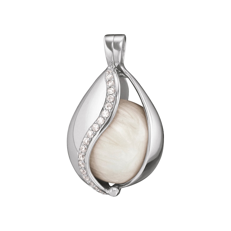 Angel Whisperer Silver Tear of Heaven Pearl Chime Pendant