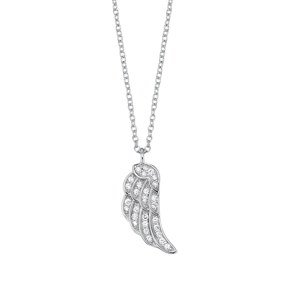 Angel Whisperer Sterling Silver Cubic Zirconia Angel Wing Necklace