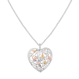 Angel Whisperer Tree Design Sterling Silver Heart Pendant Necklace