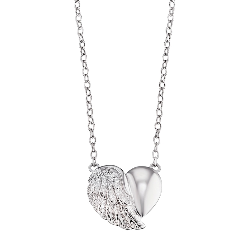 Angel Whisperer Sterling Silver Heart Wing Necklace