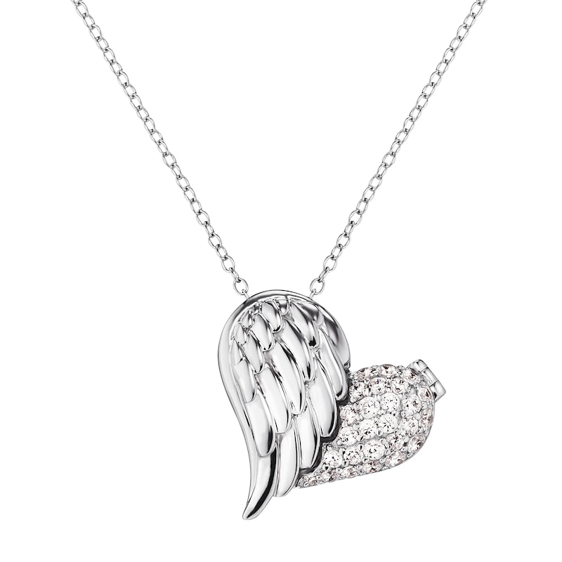 Main Image 1 of Angel Whisperer Sterling Silver Heart Wing Open Necklace
