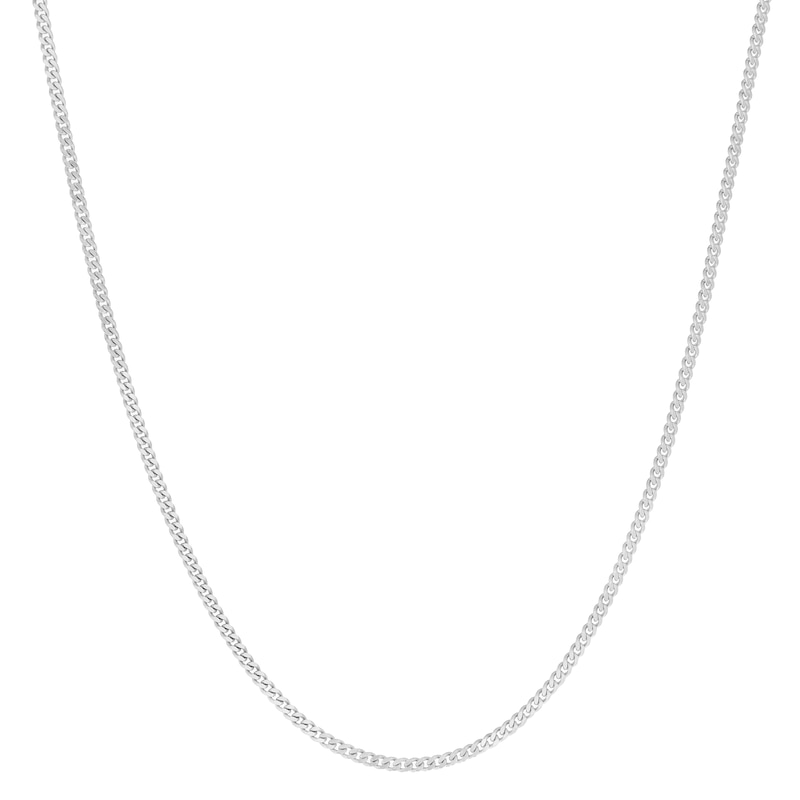 Main Image 2 of 9ct White Solid Gold 18" Dainty Curb Chain