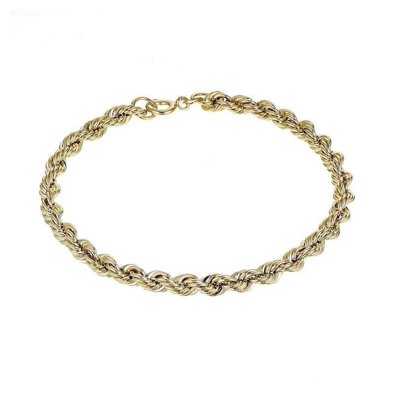 Main Image 2 of 9ct Yellow Gold 7.25" Rope Chain Bracelet