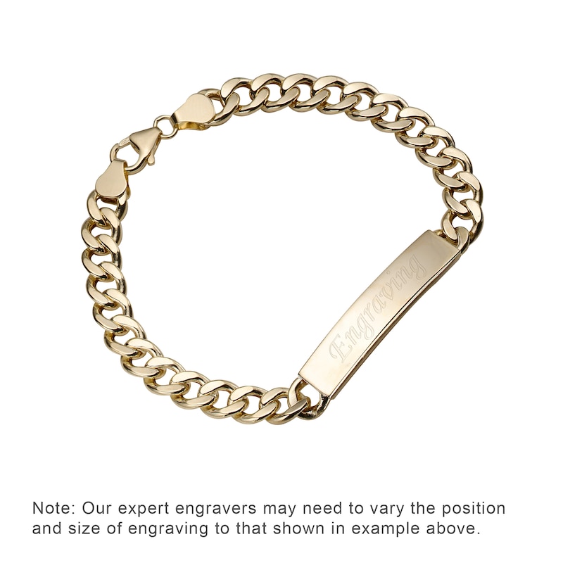 9ct Yellow Gold 8.25 Inch Curb Chain ID Bracelet