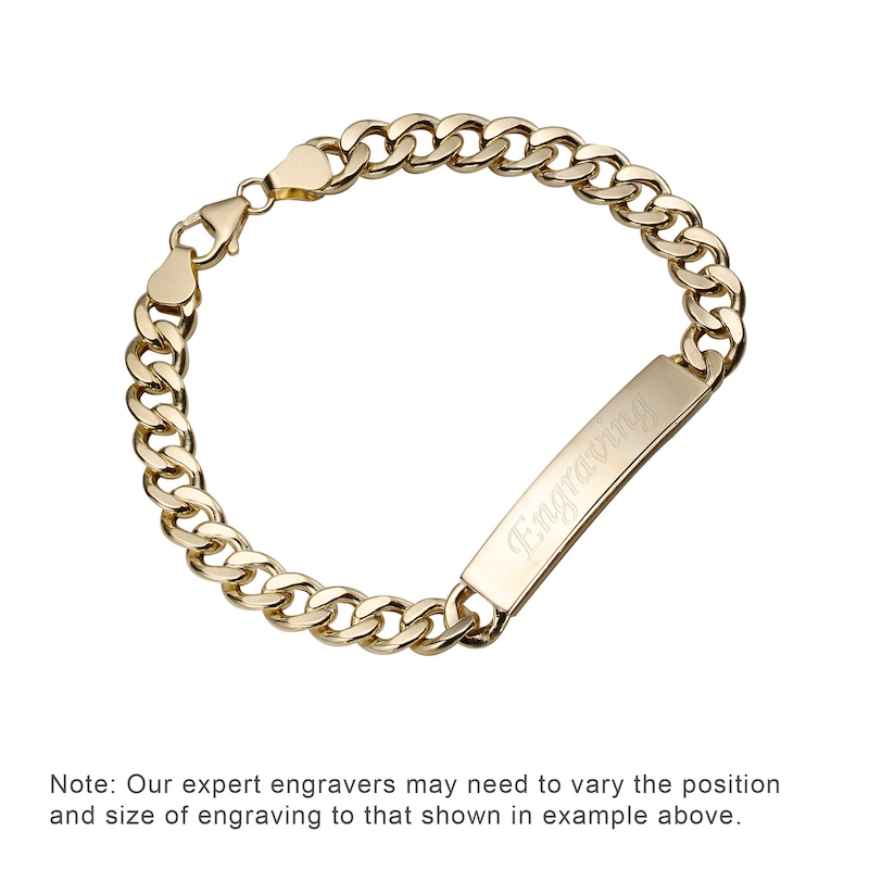 Main Image 2 of 9ct Yellow Gold 8.25" Curb Chain ID Bracelet