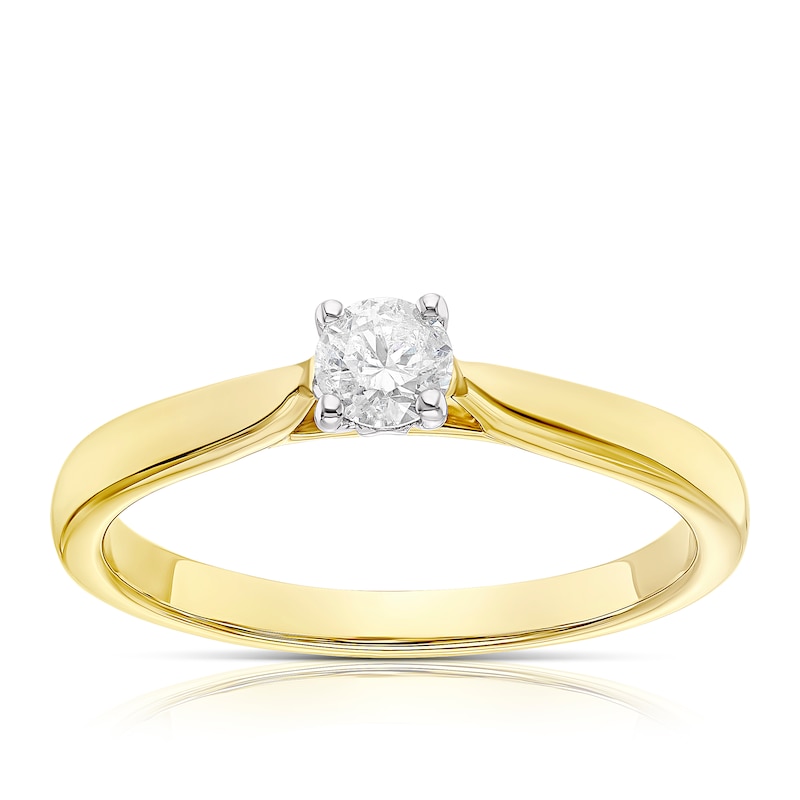Main Image 1 of 9ct Yellow Gold 0.20ct Diamond Solitaire Ring
