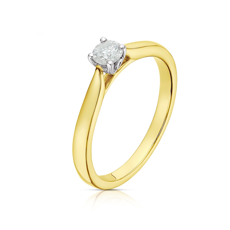 Main Image 2 of 9ct Yellow Gold 0.20ct Diamond Solitaire Ring