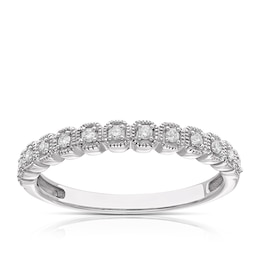 9ct White Gold 0.10ct Diamond Square Detail Eternity Ring