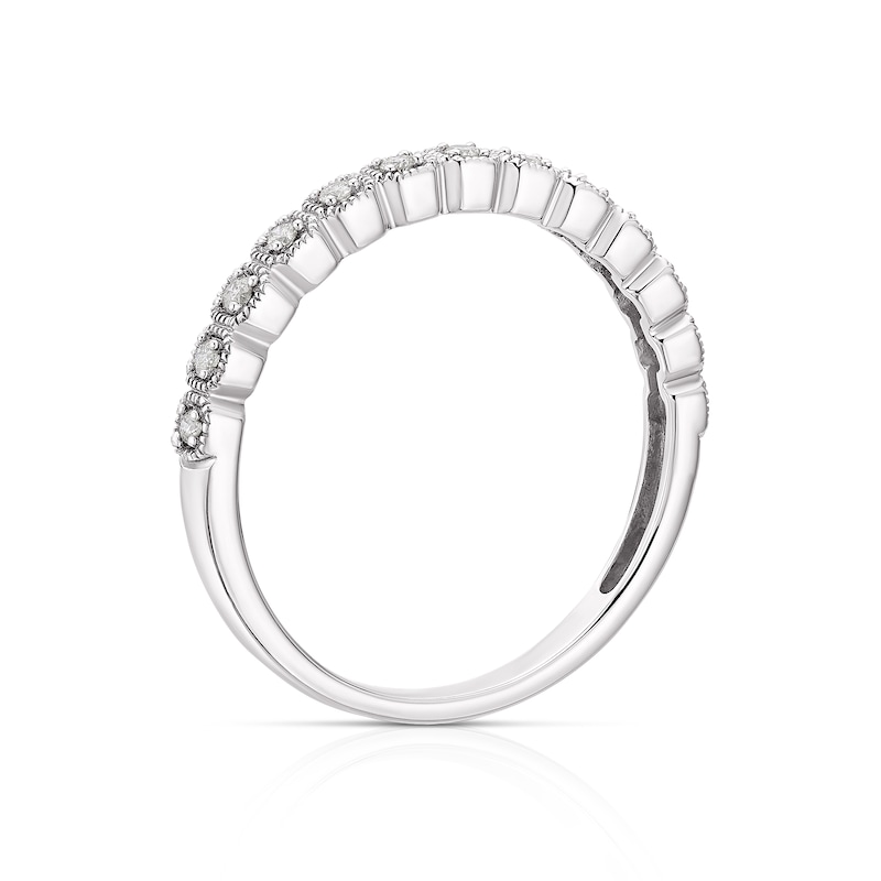 9ct White Gold 0.10ct Diamond Square Detail Eternity Ring