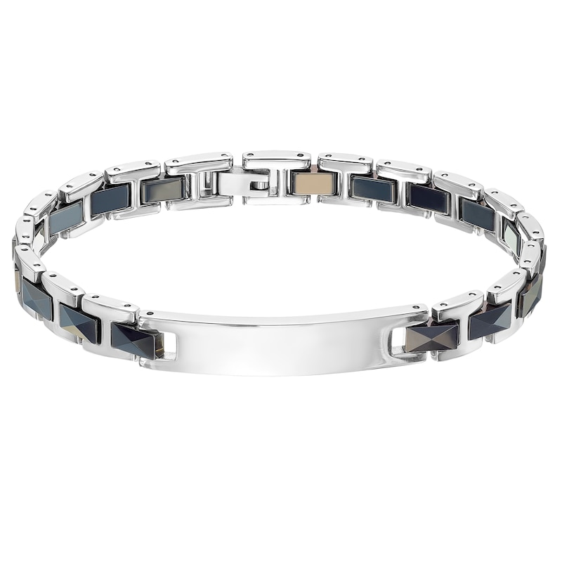 Main Image 1 of Stainless Steel Black Link ID Bracelet