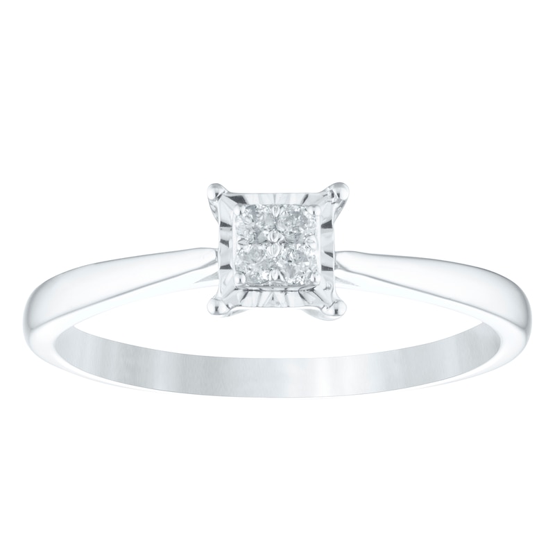 Main Image 1 of Sterling Silver Diamond Square-Shaped Cluster Ring