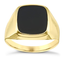 9ct Yellow Gold Men's Onyx Signet Ring