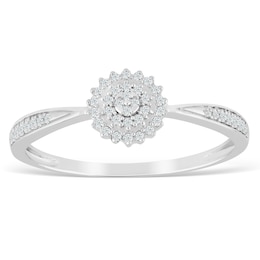 9ct White Gold 0.10ct Total Diamond Cluster Ring