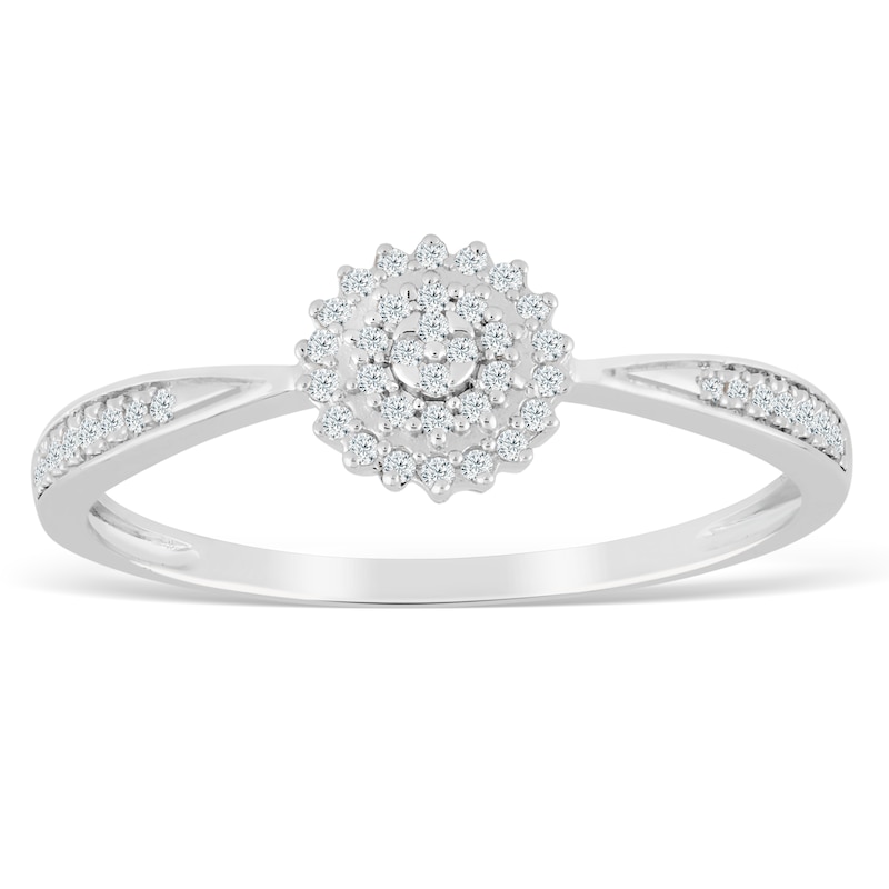 Main Image 1 of 9ct White Gold 0.10ct Total Diamond Cluster Ring