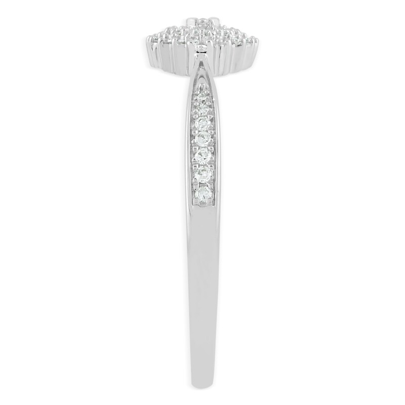 Main Image 2 of 9ct White Gold 0.10ct Total Diamond Cluster Ring
