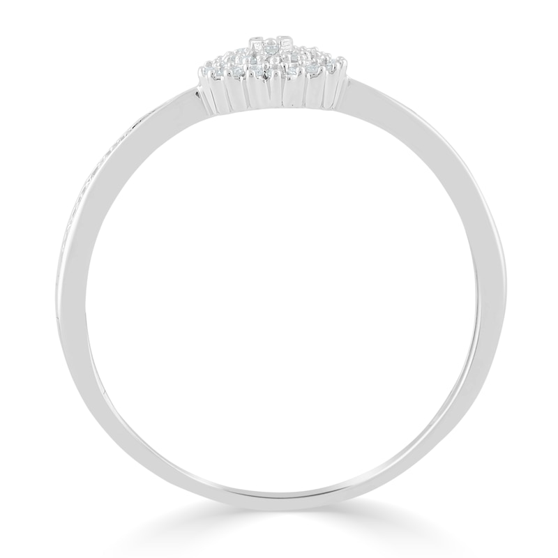 Main Image 3 of 9ct White Gold 0.10ct Total Diamond Cluster Ring