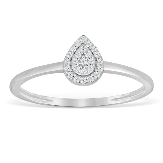 Sterling Silver and Diamond Pear-Shaped Cluster Ring