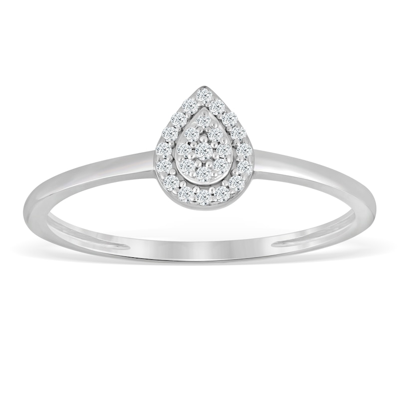 Main Image 1 of Sterling Silver & Diamond Pear-Shaped Cluster Ring