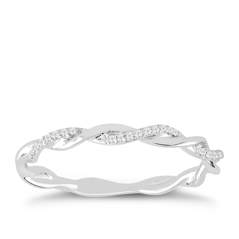 Main Image 1 of 9ct White Gold Diamond Twisted Eternity Ring