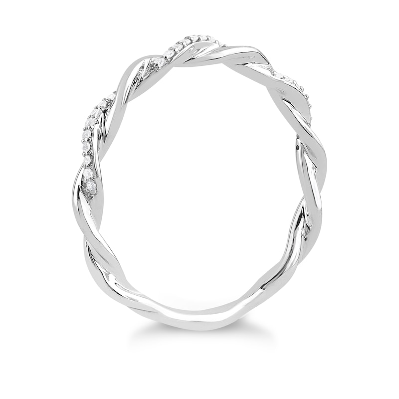 9ct White Gold Diamond Twisted Eternity Ring