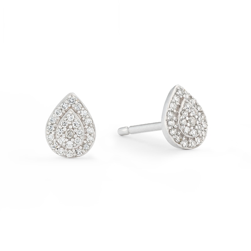 Main Image 1 of Sterling Silver Diamond Pear Shaped Stud Earrings