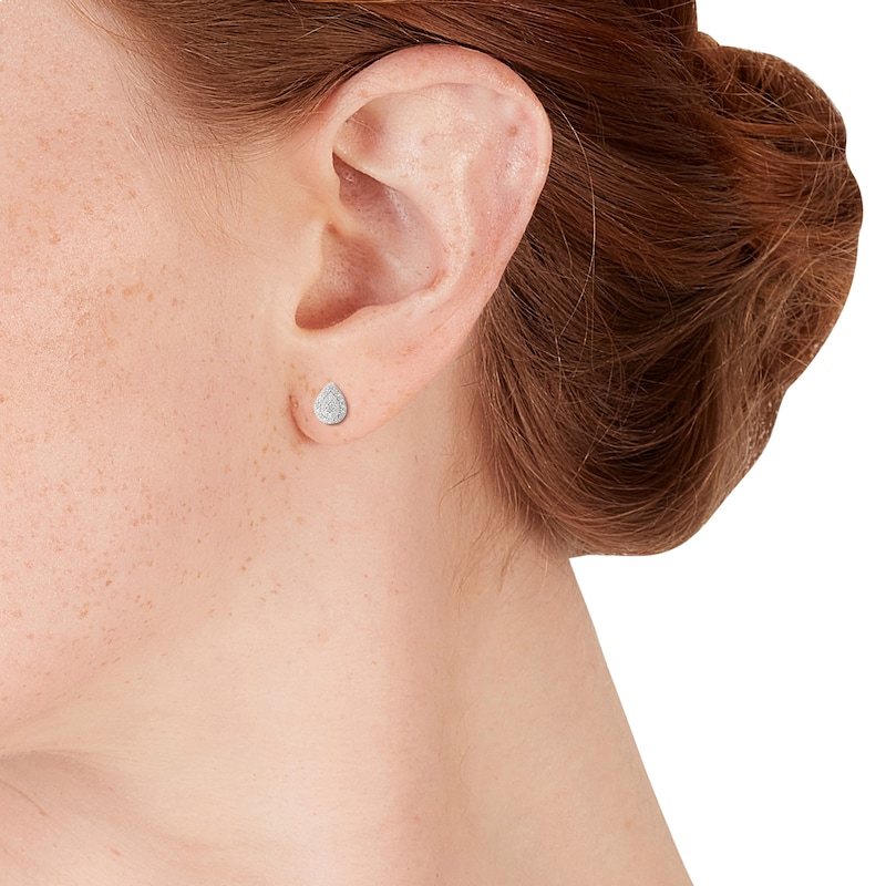 Main Image 2 of Sterling Silver Diamond Pear Shaped Stud Earrings