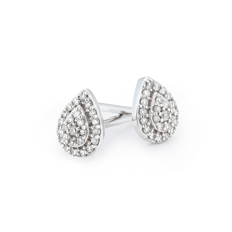 Main Image 3 of Sterling Silver Diamond Pear Shaped Stud Earrings