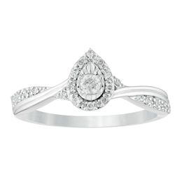 9ct White Gold 0.15ct  Diamond Pear Cluster Ring