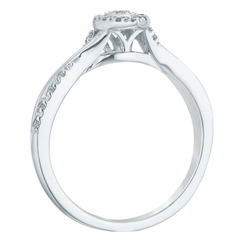 Main Image 2 of 9ct White Gold 0.15ct Diamond Illusion Set Pear Halo Ring