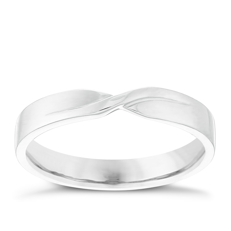 Main Image 1 of Ladies' 9ct White Gold Plain Twist Band