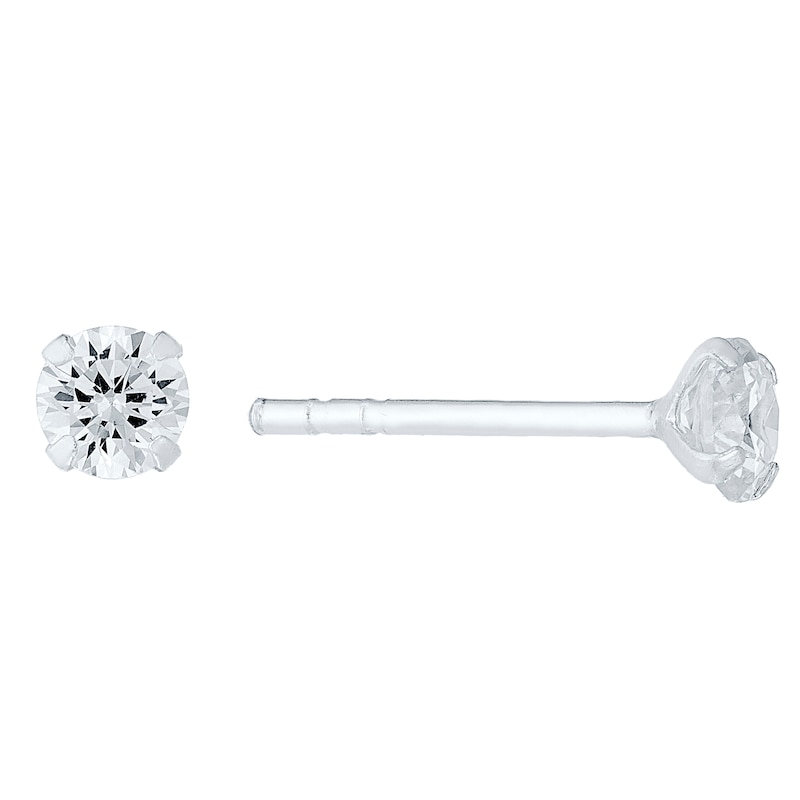Main Image 1 of Sterling Silver Cubic Zirconia 4mm Stud Earrings