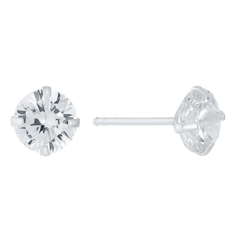 Main Image 1 of Sterling Silver Cubic Zirconia 7mm Stud Earrings