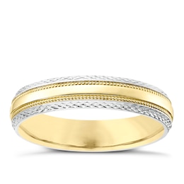 Ladies' 9ct Gold & White Gold Patterned Edge Band