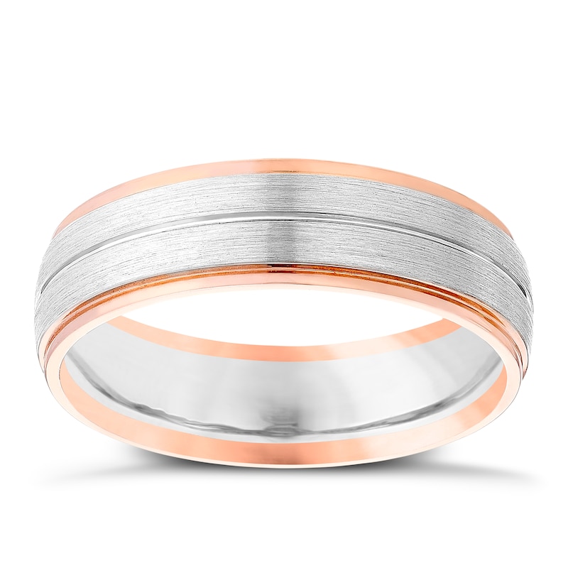 Main Image 1 of Men's Palladium 500 & 9ct Rose Gold Band