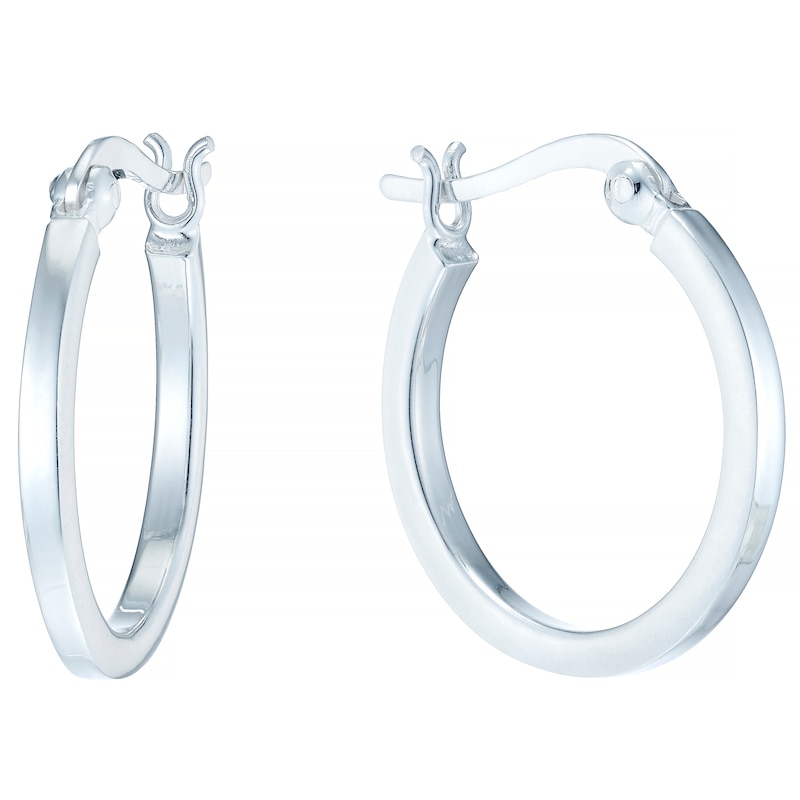 Main Image 1 of Sterling Silver Hoop Latch Earrings