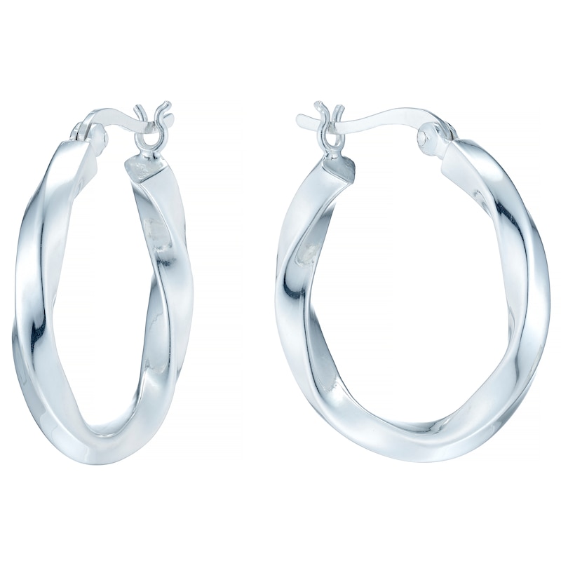 Main Image 1 of Sterling Silver Twist Hoop Earrings