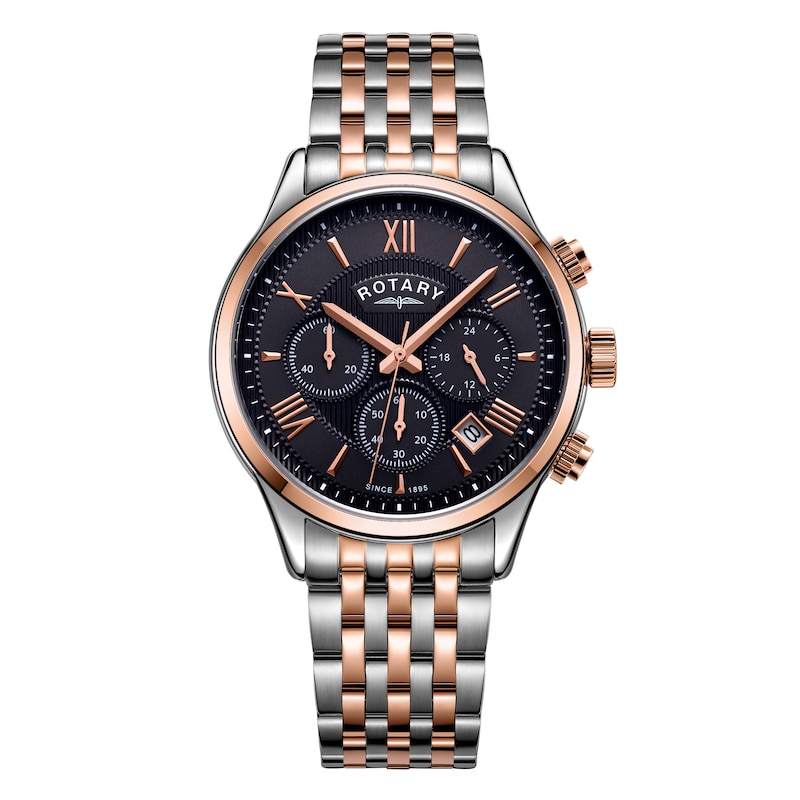 Rotary Mens Two Tone Steel Bracelet Chronograph Watch