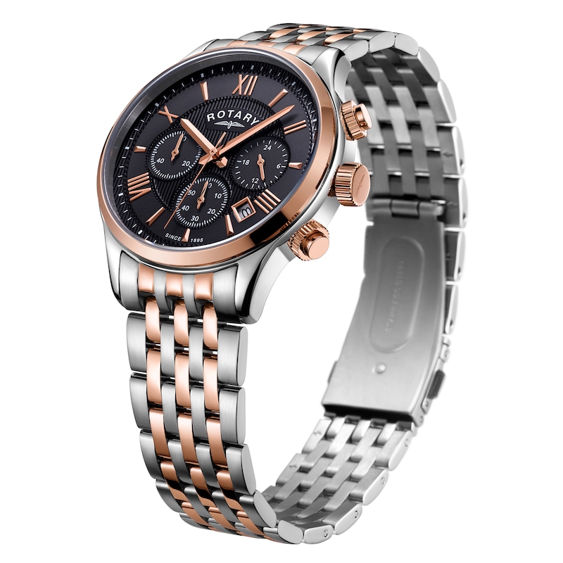 Rotary Mens Two Tone Steel Bracelet Chronograph Watch