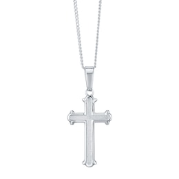 Sterling Silver Matt Fancy Cross Pendant