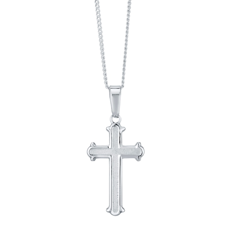 Main Image 1 of Sterling Silver Matt Fancy Cross Pendant