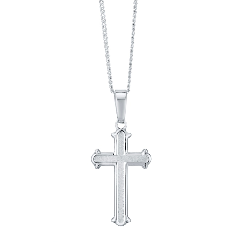 Sterling Silver Matt Fancy Cross Pendant