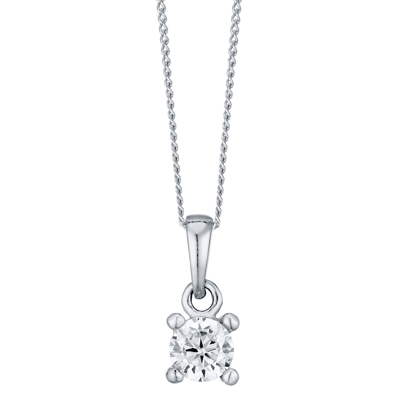 Main Image 1 of Sterling Silver Small Cubic Zirconia Solitaire Pendant