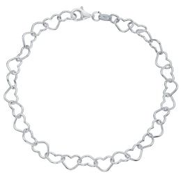 Sterling Silver Plain Heart Link Bracelet