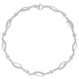 Sterling Silver Cubic Zirconia Set Wave Bracelet