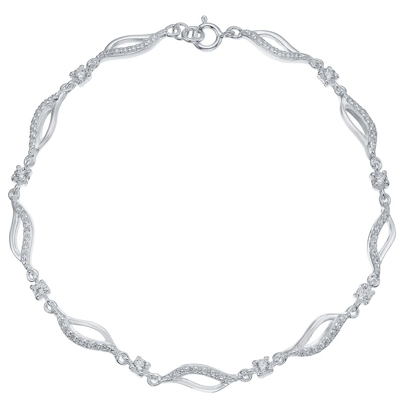 Main Image 1 of Sterling Silver Cubic Zirconia Set Wave Bracelet